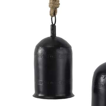 Deco 79 Rustic Metal Cowbell Decorative Bells, 10",8",6"H, Black