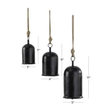 Deco 79 Rustic Metal Cowbell Decorative Bells 10 8 6 Black