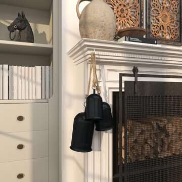 Deco 79 Rustic Metal Cowbell Decorative Bells, 10",8",6"H, Black