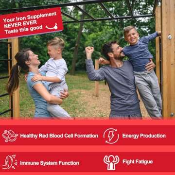 (2 Pack) Vegan Iron Supplement for Women 25mg, Sugar Free Iron Gummies with Vitamin C, Methy B12, Folate for Energy Boost, Anemia, Iron Deficiency, Non-Constipating, No After Taste, Peach Flavor