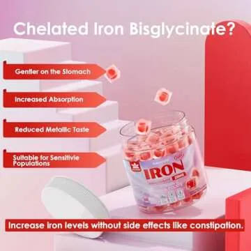 (2 Pack) Vegan Iron Supplement for Women 25mg, Sugar Free Iron Gummies with Vitamin C, Methy B12, Folate for Energy Boost, Anemia, Iron Deficiency, Non-Constipating, No After Taste, Peach Flavor