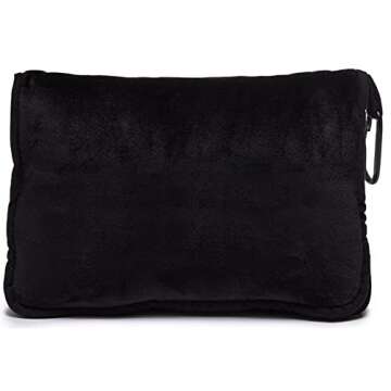 Style Basics Airplane Travel Blanket in Black Case - Compact Set - 50" X 60", Light Pink