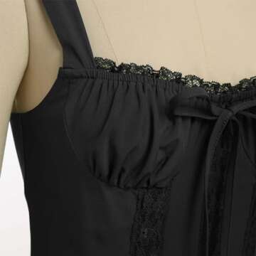 ABAFIP Women's Corset Mini Dress Square Neck Spaghetti Straps Backless Lace up Low Cut Ruffle Mini Short Dress Summer Sundress Black Small