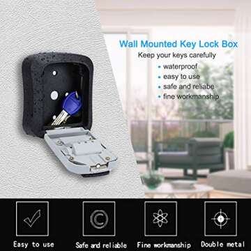 DELSWIN Key Lock Box - Key Safe Box Wall Mounted Waterproof Key Storage Lockbox with 8 Keys Super Large Capacity for Hide a Key Outside Home Garage