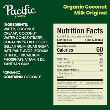 Pacific Foods Original Organic Coconut Milk - 32 oz Plant Based Milk