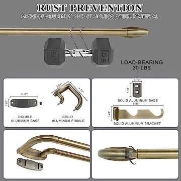 Double Curtain Rods Antique Bronze Adjustable for Home