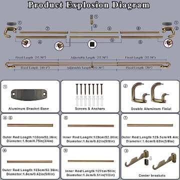 Double Curtain Rods Antique Bronze Adjustable for Home