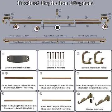 Double Curtain Rods Antique Bronze Adjustable for Home