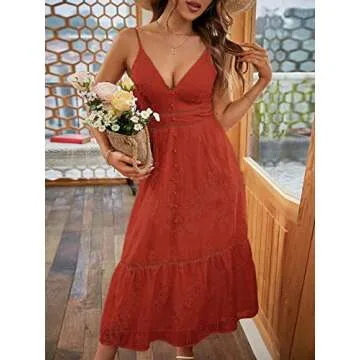 BerryGo Embroidery Pearl Button Down Dress for Elegant Summer Style