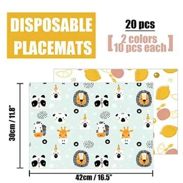 CNYMANY 40 pcs Disposable Bibs and Placemats Set for Babies