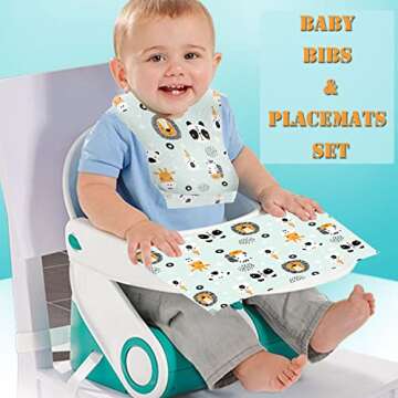 CNYMANY 40 pcs Disposable Bibs and Placemats Set for Babies