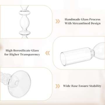 Glasseam Candle Holders Set of 3 for Modern Decor
