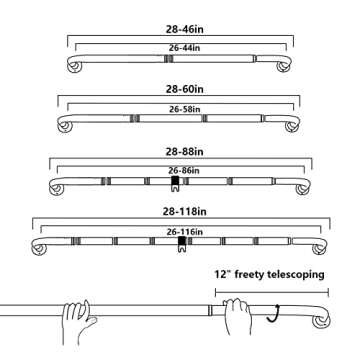 UIOSANRT Adjustable Wrap Around Curtain Rods for Windows