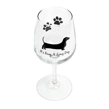 Drinking Divas - It's Been a Long Day 13oz Stemmed Wine Glass | fun glassware with dachshund, wiener dog | Birthday, Christmas or Mother's Day gifts for women mom sister or special occasion present