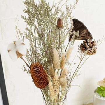 30PCS Dried Flowers,Natural Dried Grass, Rabbit Tail Grass, Bunny Tail Natural Plants, Pastoral Simulation Flower Bouquet Artificial Flower Grass DIY Craft for Wedding Party