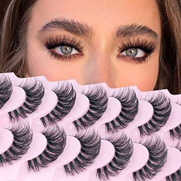False Eyelashes Wispy Mink Lashes Natural Look Fluffy Eye Lashes With Clear Band CC Curl Faux Mink Strip Eyelashes Pack 8 Pairs 3D Volume Fake Eyelashes by TNFVLONEINS