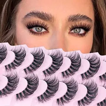False Eyelashes Wispy Mink Lashes Natural Look Fluffy Eye Lashes With Clear Band CC Curl Faux Mink Strip Eyelashes Pack 8 Pairs 3D Volume Fake Eyelashes by TNFVLONEINS
