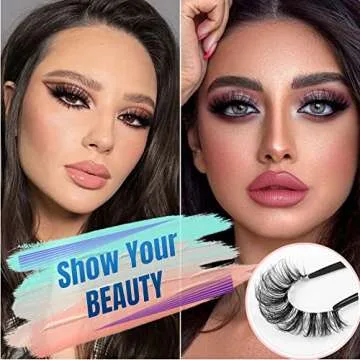 False Eyelashes Wispy Mink Lashes Natural Look Fluffy Eye Lashes With Clear Band CC Curl Faux Mink Strip Eyelashes Pack 8 Pairs 3D Volume Fake Eyelashes by TNFVLONEINS