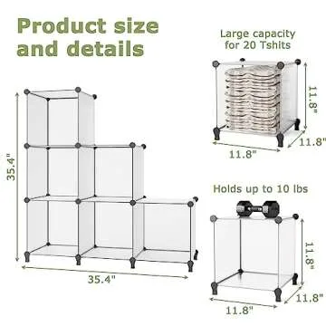 FUNLAX Closet Organizer, 6 Cube 12 * 12 inches Storage Shelves Bathroom Organizer Portable Closet Organization and Storage for Clothes Books Toys Yarn Shoes