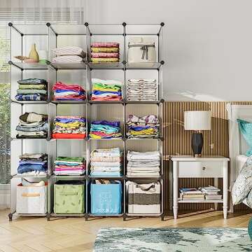 FUNLAX Closet Organizer, 6 Cube 12 * 12 inches Storage Shelves Bathroom Organizer Portable Closet Organization and Storage for Clothes Books Toys Yarn Shoes