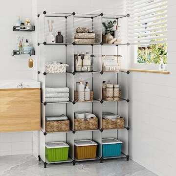 FUNLAX Closet Organizer, 6 Cube 12 * 12 inches Storage Shelves Bathroom Organizer Portable Closet Organization and Storage for Clothes Books Toys Yarn Shoes