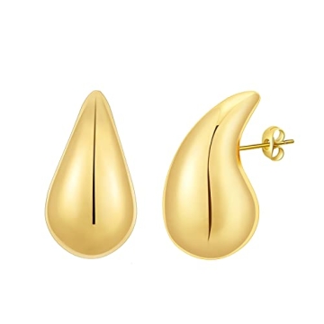 Apsvo Earring Dupes Chunky Gold Hoop Earrings for Women, Tear Drop Dangle Earrings, Teardrop Lightwe...