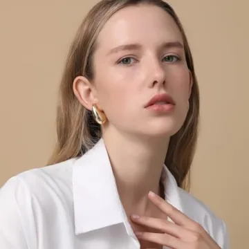 Apsvo Earring Dupes Chunky Gold Hoop Earrings for Women, Tear Drop Dangle Earrings, Teardrop Lightweight Water Drop Earrings Fashion Trendy Hypoallergenic Jewelry