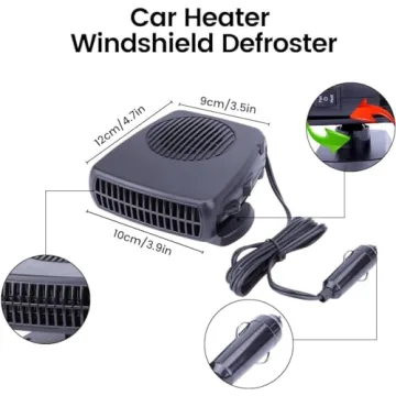 Car Heater, Portable Electronic Auto Fan Heater 12V 200W 2 in 1 Heating/Cooling Function Fast Heating Car Defrost Defogger (Black)