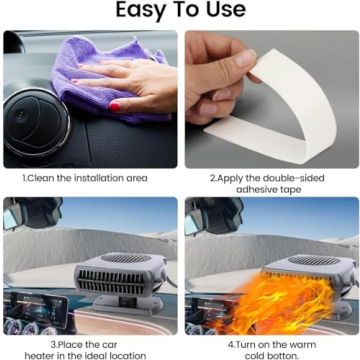 Car Heater, Portable Electronic Auto Fan Heater 12V 200W 2 in 1 Heating/Cooling Function Fast Heating Car Defrost Defogger (Black)