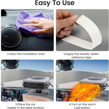 Car Heater, Portable Electronic Auto Fan Heater 12V 200W 2 in 1 Heating/Cooling Function Fast Heating Car Defrost Defogger (Black)