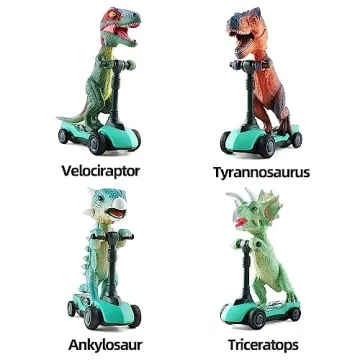 DINOBROS Dinosaur Scooter Toys 4-Pack for Kids Age 3-6