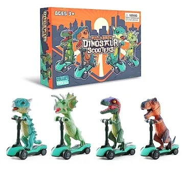 DINOBROS Dinosaur Scooter Toys 4-Pack for Kids Age 3-6