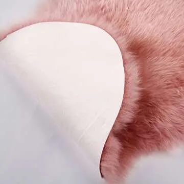 MH MYLUNE HOME Genuine Sheepskin Rug, New Zealand Sheepskin Throw Luxury, Fluffy Sheepskin Carpet Natural, Real Sheepskin Seat/Chair Cover Soft, Sheepskin Runner for Bedroom/Living Room,2X6 Pink