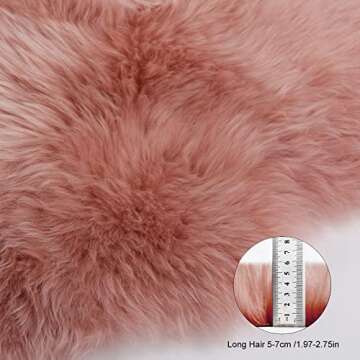 MH MYLUNE HOME Genuine Sheepskin Rug, New Zealand Sheepskin Throw Luxury, Fluffy Sheepskin Carpet Natural, Real Sheepskin Seat/Chair Cover Soft, Sheepskin Runner for Bedroom/Living Room,2X6 Pink