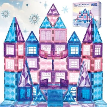 Little Pi 102pcs Frozen Princess Castle Magnetic Tiles Building Blocks - 3D Diamond Blocks, STEM Edu...
