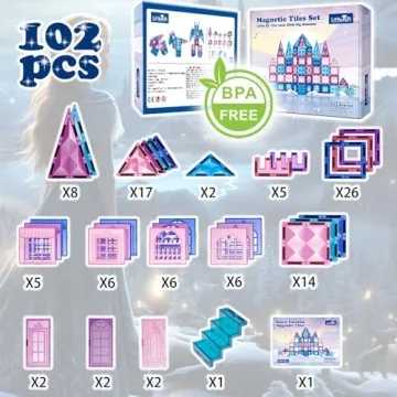 Little Pi 102pcs Frozen Princess Castle Magnetic Tiles