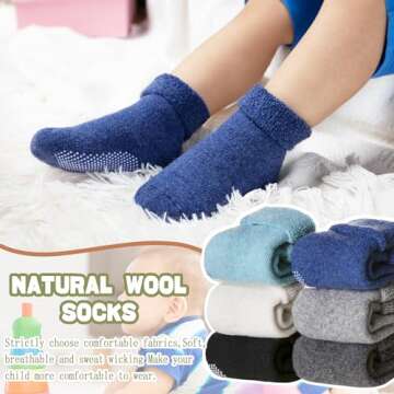 AMENLAN Baby Wool Floor Socks - Soft Warm Non-Slip Toddler Socks