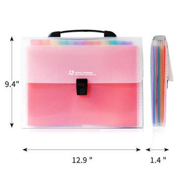 13 Pocket Portable Expanding File Folders, Accordion File Document Organizer with dividers for Any P...