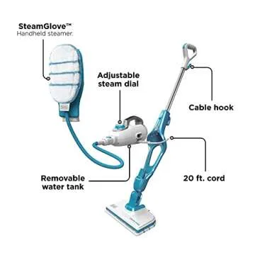 BLACK+DECKER 7-in-1 Steam Mop and Steam Glove Handheld Steamer, Complete Steam Cleaning Solution, Corded (HSMC1361SGP)