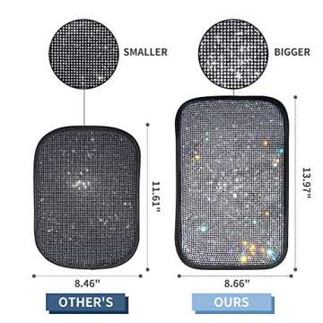 eing Auto Center Console Pad Crystal Bling Car Armrest Seat Box Cover Protector Universal Fit Diamond Car Decor Accessories for Women,13.97"x8.66",Pure White