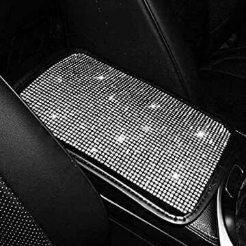 eing Auto Center Console Pad Crystal Bling Car Armrest Seat Box Cover Protector Universal Fit Diamond Car Decor Accessories for Women,13.97"x8.66",Pure White