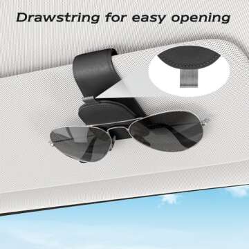 Sotfamily Sunglass Holder for Car Visor, Suede Cloth Magnetic Sunglass Organizer for Car Accessories, 2 Packs, Black