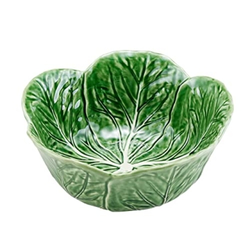 Bordallo Pinheiro Cabbage Green Tall Salad Bowl - 11-inch Earthenware Delight