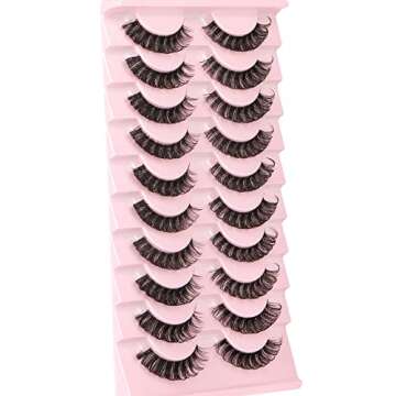 Eyelashes Russian Strip Lashes Clear Band D Curl Fluffy Wispy Lashes Natural Cat Eye Lashes Look like Extensions by Yawamica