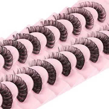 Eyelashes Russian Strip Lashes Clear Band D Curl Fluffy Wispy Lashes Natural Cat Eye Lashes Look like Extensions by Yawamica