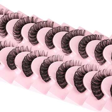 Eyelashes Russian Strip Lashes Clear Band D Curl Fluffy Wispy Lashes Natural Cat Eye Lashes Look like Extensions by Yawamica