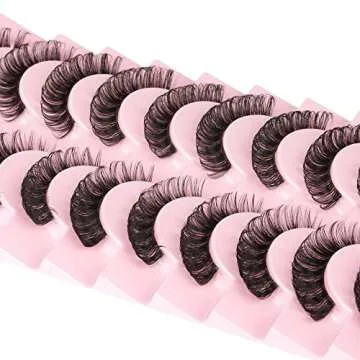 Eyelashes Russian Strip Lashes Clear Band D Curl Fluffy Wispy Lashes Natural Cat Eye Lashes Look like Extensions by Yawamica