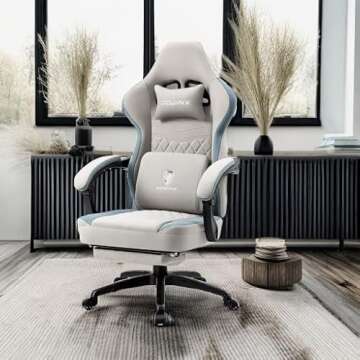 Dowinx Gaming Chair Breathable Fabric Computer Chair with Pocket Spring Cushion, Comfortable Office ...