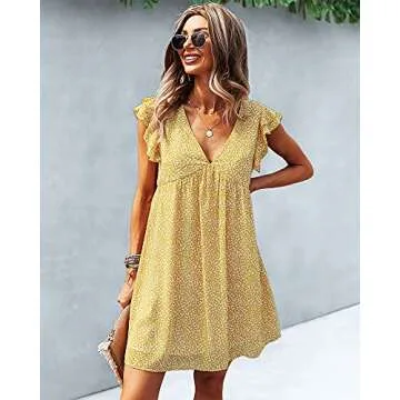 Stylish MOPOOGOSS Women's Midi Dress - Polka Dots & Ruffles