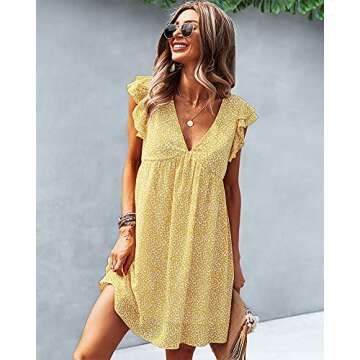 Stylish MOPOOGOSS Women's Midi Dress - Polka Dots & Ruffles